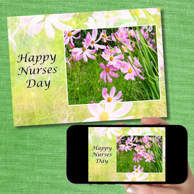 Happy Nurses Day Field of Pink Cosmo Blume Card Karte (Von Creator hochgeladen)