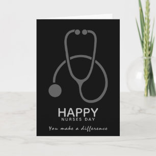 Happy Nurses Day Gray Stethoscope Illustration Karte