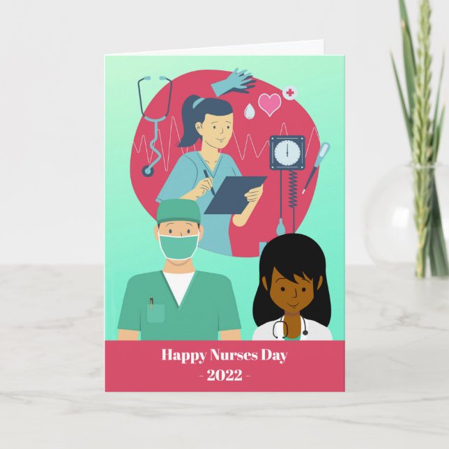 Happy Nurses Day mit einer Vielfalt von Krankensch Karte (Vorderseite)