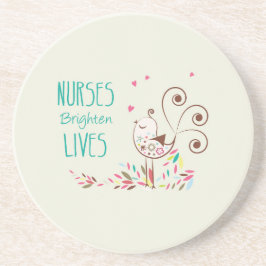 Happy Nurses Day, Niedlicher Vogel auf Streifen Getränkeuntersetzer