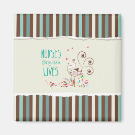 Happy Nurses Day, Niedlicher Vogel auf Streifen Magnet