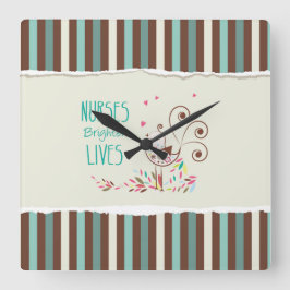 Happy Nurses Day, Niedlicher Vogel auf Streifen Quadratische Wanduhr