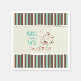 Happy Nurses Day, Niedlicher Vogel auf Streifen Serviette
