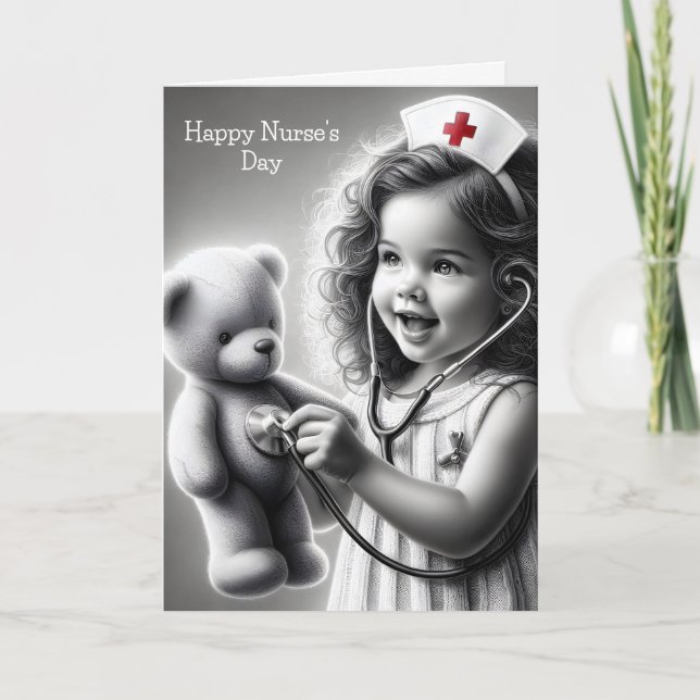 Happy Nurse's Day Nurse mit Teddy Bären Karte (Vorderseite)