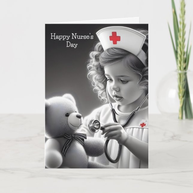 Happy Nurse's Day Nurse mit Teddy Bären Karte (Vorderseite)