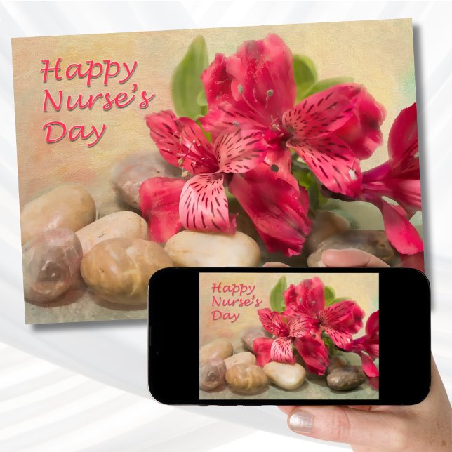 Happy Nurses Day Red Peruvian Lilies Karte (Von Creator hochgeladen)