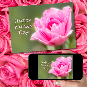 Happy Nurses Day Single Pink Rose Karte