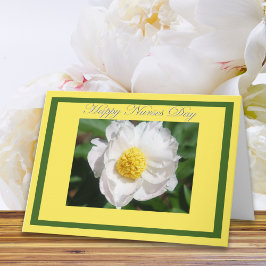 Happy Nurses Day White Peony Blume Card Karte
