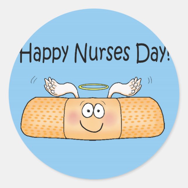 Happy Nurses Nurse Nurse's Day Whimsical Bandage Runder Aufkleber (Vorderseite)