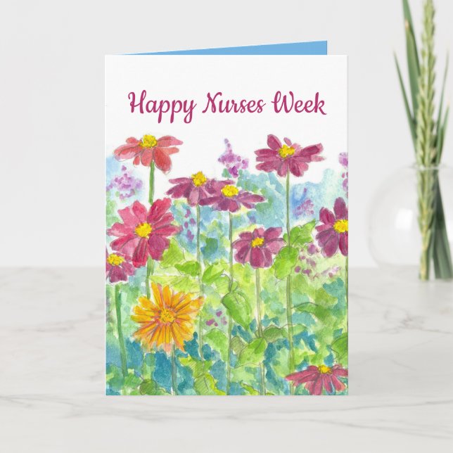 Happy Nurses Week Danke Ihnen Zinnia Blume Karte (Vorderseite)