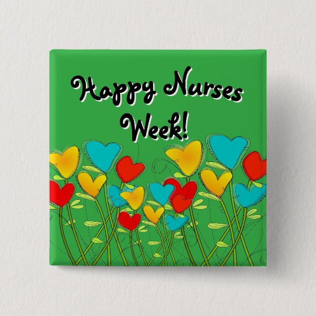 Happy Nurses Week Grüne Tasten Button (Vorderseite)