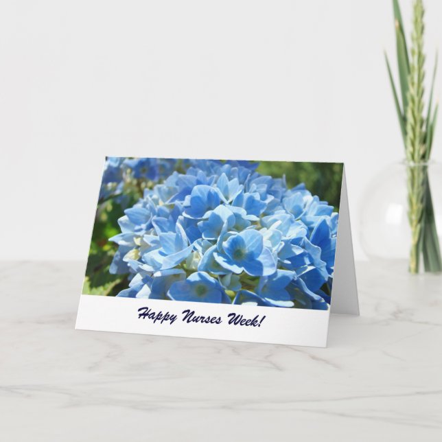 Happy Nurses Week Karten Blue Hydrangea Blume (Vorderseite)