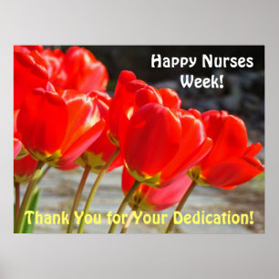Happy Nurses Week Plakate Red Tulips Vielen Dank