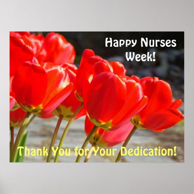 Happy Nurses Week Plakate Red Tulips Vielen Dank (Vorne)