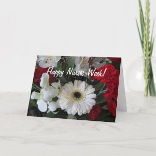 Happy Nurses Week Red and White Floral Karte