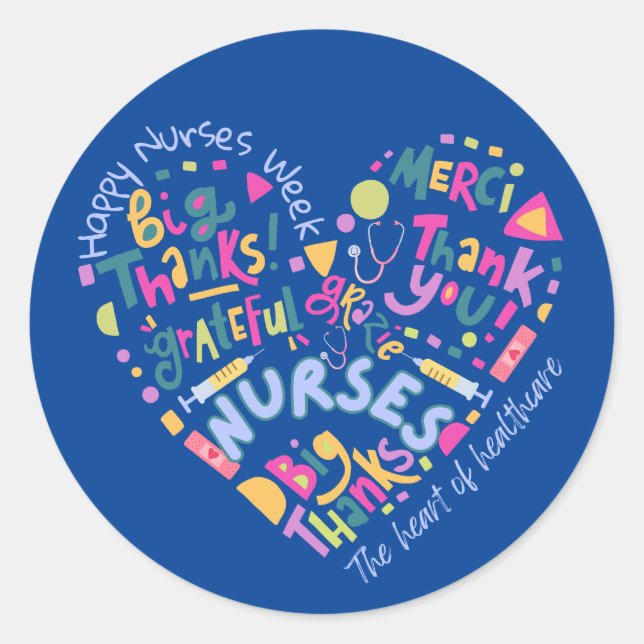 Happy Nurses Week Vielen Dank für Ihr Rundschreibe Runder Aufkleber (Vorderseite)