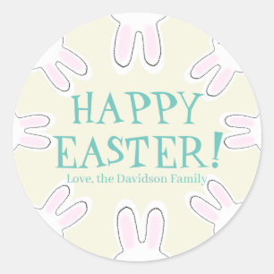 Happy Oaster aquamarin Creme Custom niedlichen Bun Runder Aufkleber