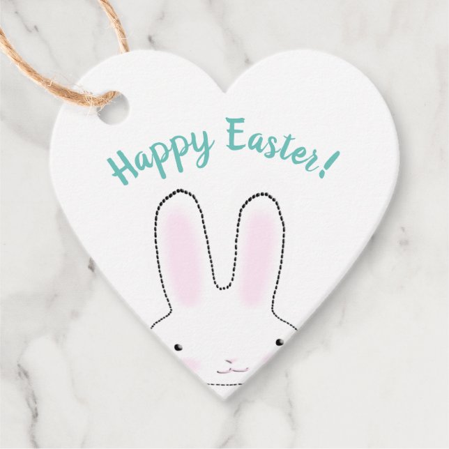 Happy Oaster aquamarin niedlich Ostern Bunny benut Geschenkanhänger (Vorderseite)