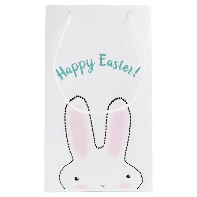 Happy Oaster aquamarin niedlich Ostern Bunny benut Kleine Geschenktüte (Rückseite)