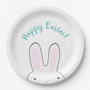 Happy Oaster aquamarin niedlich Ostern Bunny benut Pappteller