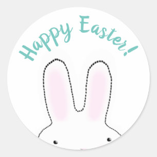 Happy Oaster aquamarin niedlich Ostern Bunny benut Runder Aufkleber