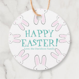 Happy Oaster aquamarine, weiße benutzerdefinierte  Geschenkanhänger