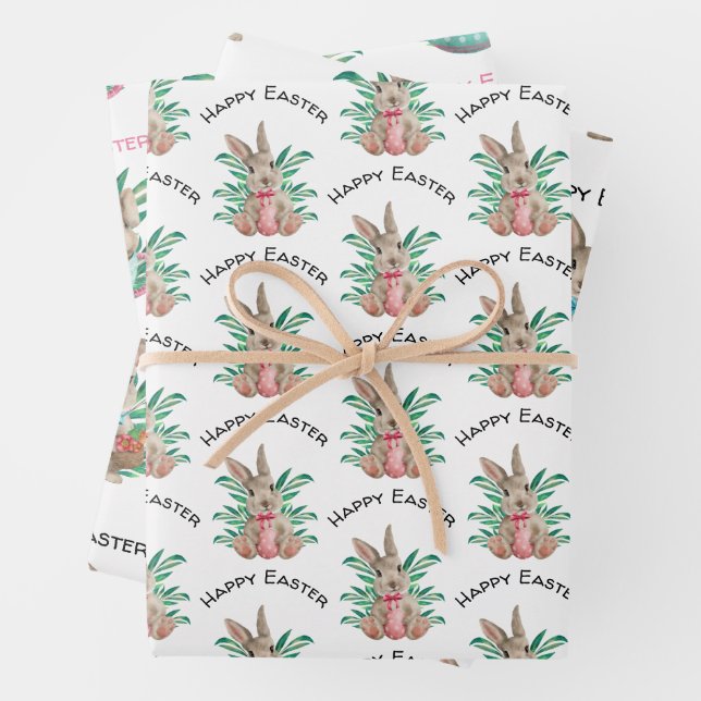 Happy Oaster Aquarell 3 verschiedene Muster Geschenkpapier Set (Beispiel)