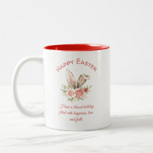 Happy Oaster, Aquarell Blumenhaine niedlich Zweifarbige Tasse