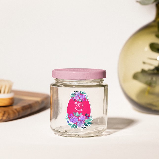 Happy Oaster Aquarell Blumenrosa Ei Aufkleber (Von Creator hochgeladen)