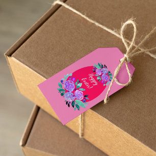 Happy Oaster Aquarell Blumenrosa Ei Geschenkanhänger