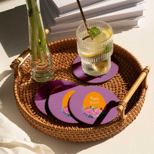 Happy Oaster Aquarell Runder Pappuntersetzer