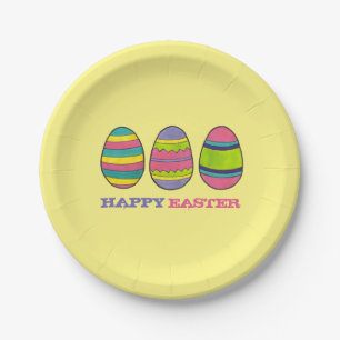 Happy Oaster Basket gestrichen Eier Jagd Eier Pappteller