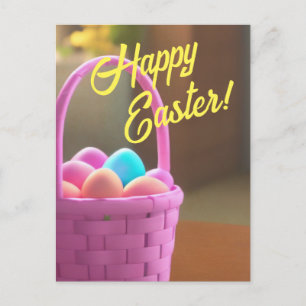 Happy Oaster Basket mit gemalten Eiern Postkarte