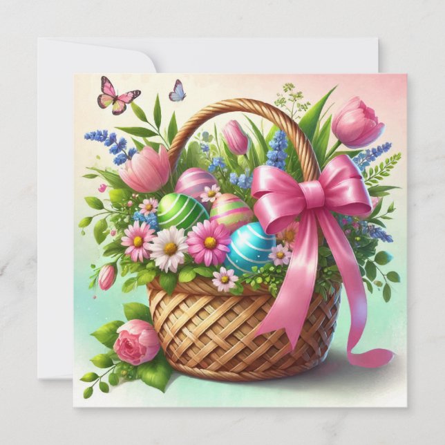 Happy Oaster Basket Print Design Einladung (Vorderseite)
