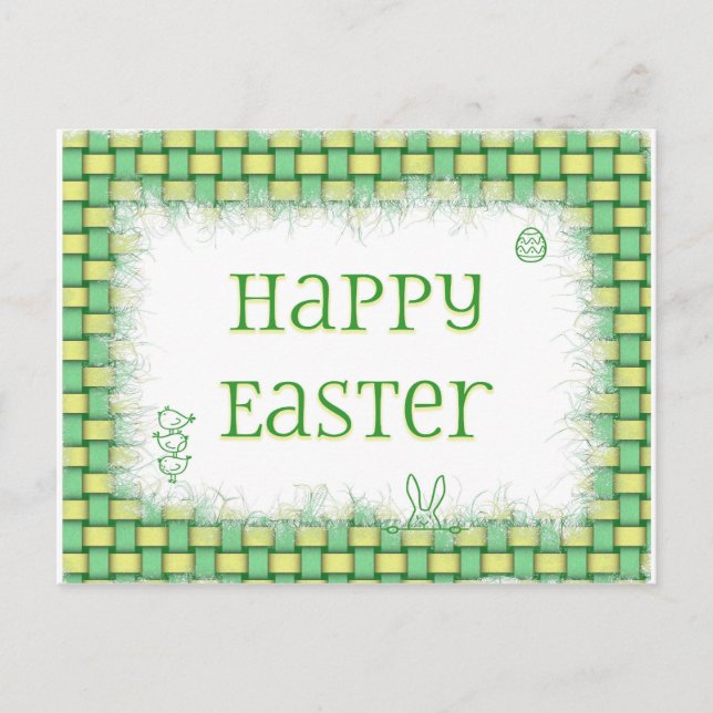 Happy Oaster Basket Weave Feiertagspostkarte (Vorderseite)