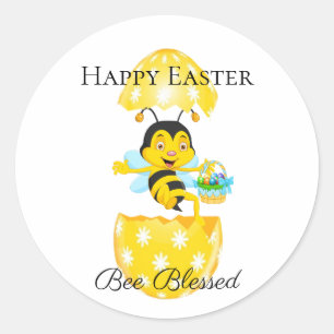 Happy Oaster Bee Gesegneter Cartoon Runder Aufkleber
