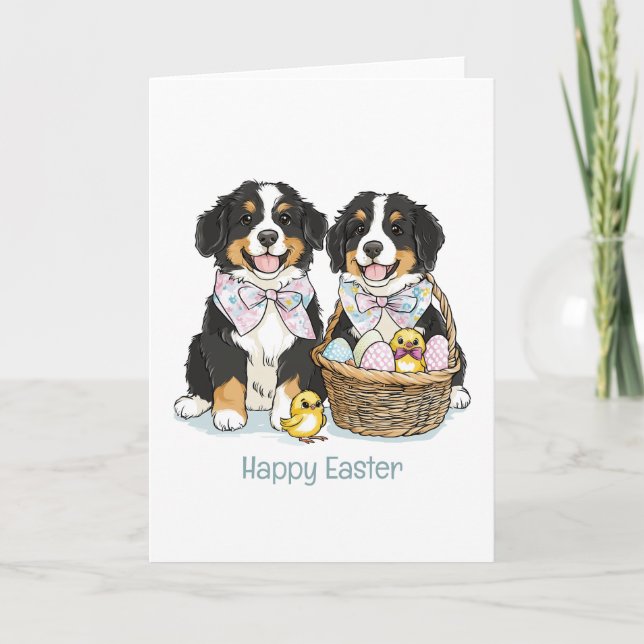 Happy Oaster Bernese Mountain Hunde Feiertagskarte (Vorderseite)