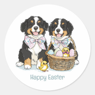 Happy Oaster Bernese Mountain Hunde Runder Aufkleber