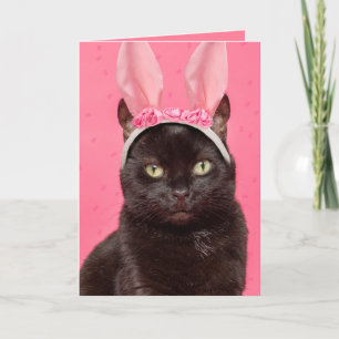 Happy Oaster Black Cat in Bunny Ears Feiertagskarte