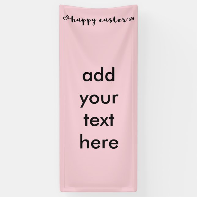 Happy Oaster Black Typografy Soft Pink Background Banner (Vertikal)