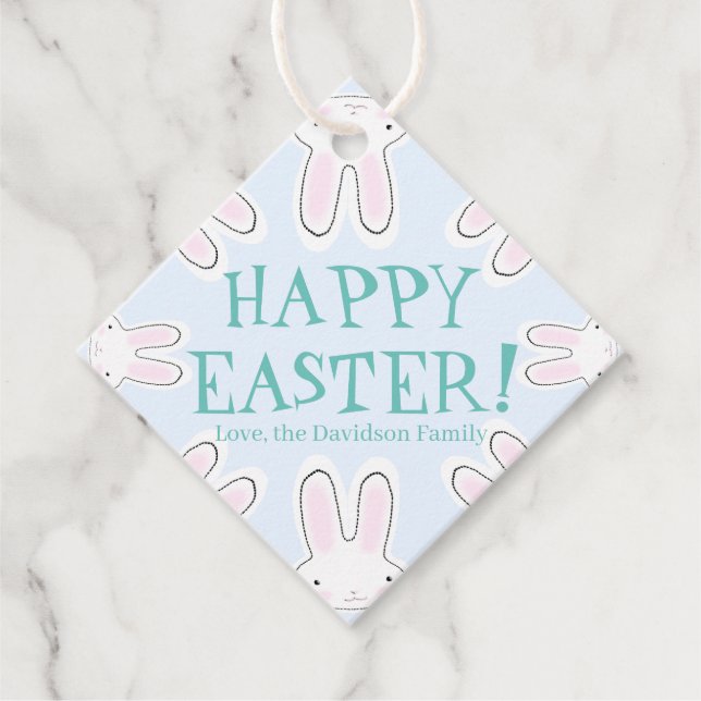 Happy Oaster, blass, niedliche Pinnbüscheln Geschenkanhänger (Vorderseite)