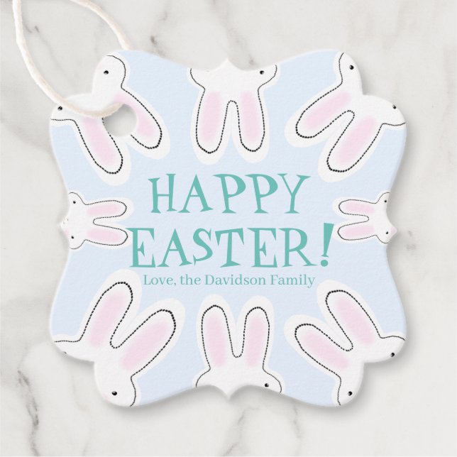 Happy Oaster blassblau niedliche Peeking Bands Cus Geschenkanhänger (Vorderseite)