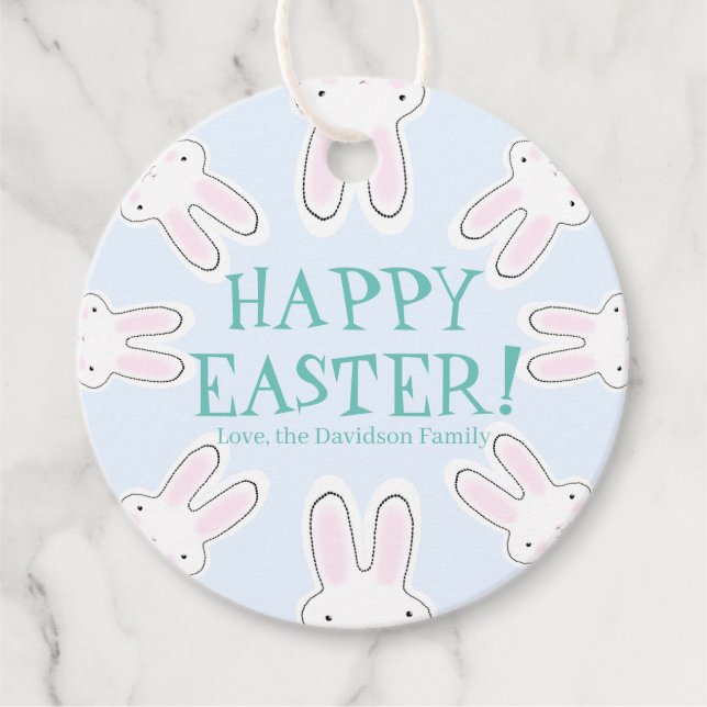 Happy Oaster blassblau niedliche Peeking Bands lus Geschenkanhänger (Vorderseite)