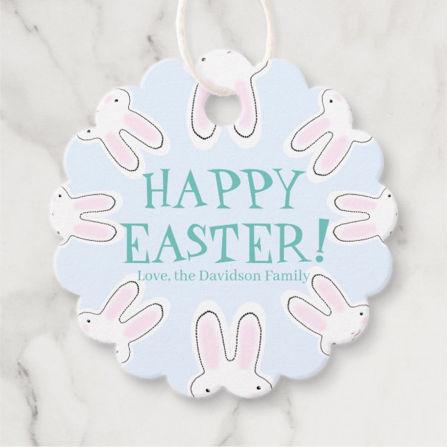 Happy Oaster blassblau niedliche Peeking Bands lus Geschenkanhänger (Vorderseite)