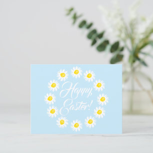 Happy Oaster blassblaue Schrift niedliche Blütenbl Feiertagspostkarte