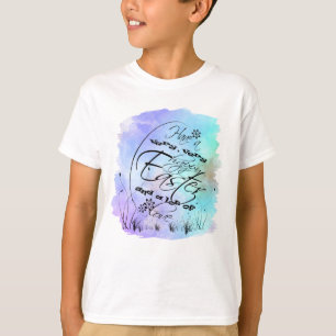 Happy Oaster Blue Lila Calligraphy Illustration T-Shirt