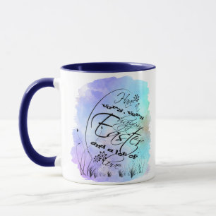 Happy Oaster Blue Lila Calligraphy Illustration Tasse