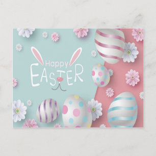 Happy Oaster Blue Pink Lila dekorierte Eier Postkarte