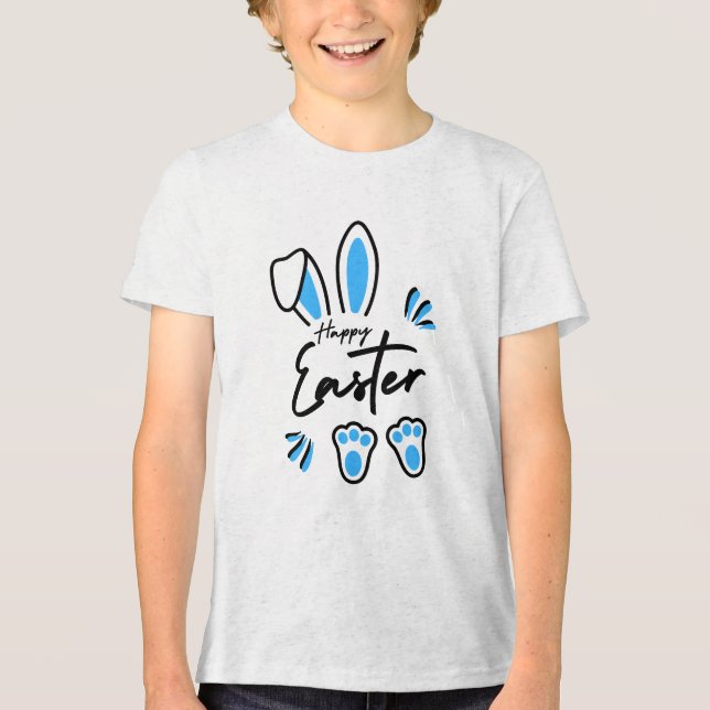 Happy Oaster Blue Tri-Blend Shirt (Vorderseite)