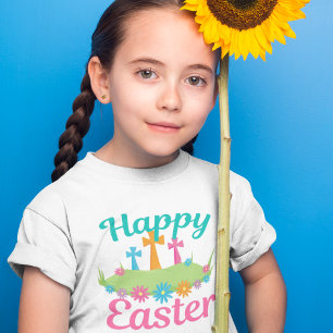 Happy Oaster Blume Christlich Cross Niedlich Kids T-Shirt